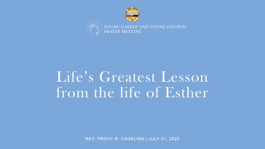 Life’s Greatest Lesson from the Life of Esther