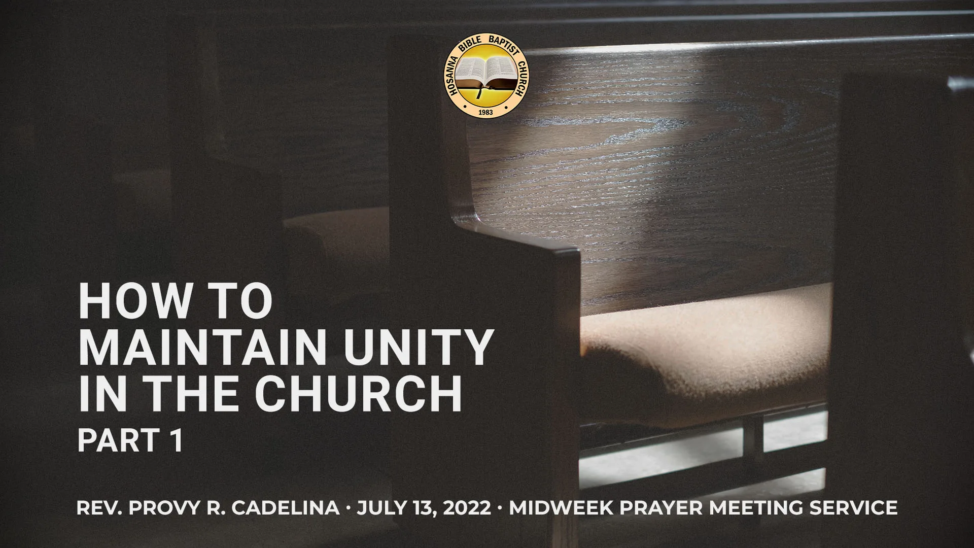 How to Maintain Unity in the Church (Part 1)